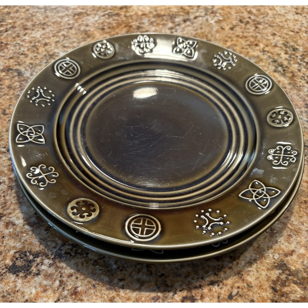 VTG‎ Lord Nelson Pottery England Green Celtic Design 2 Dinner Plates HTF